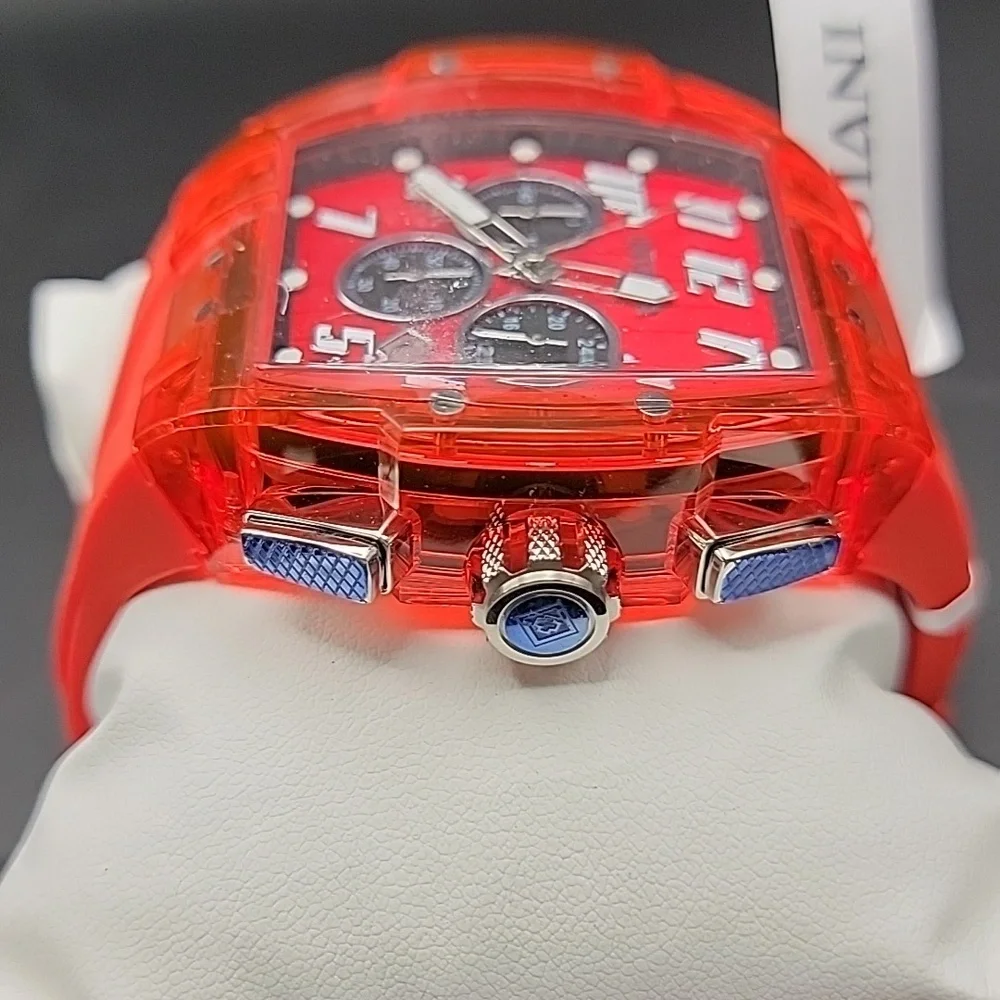 NEW 45483 Invicta S1 Rally Kinesia Anatomic Men's Watch - 47mm Transparent Red